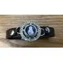 Mini Snap Jewelry Brown Rhinestone Halo Magnetic Leather Bracelet Holds 12mm Snaps