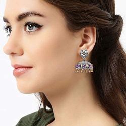 Aheli Tribal Collection Antique Oxidized Stylish Afghan Jhumki Earrings for Women Girls Indian Traditional Jewelry