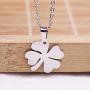 Stainless Steel Four-Leaf Clover Pendant Necklace Plant Leaf Lucky Necklace for Women Girls