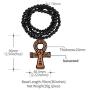 FaithHeart Egpytian Jewelry Eye of Horus Necklace, Wooden Beaded Sweater Chain Vintage Ankh Cross/African Map Pendant for Men and Women with Delicate Packaging, Text Engrave Customizable