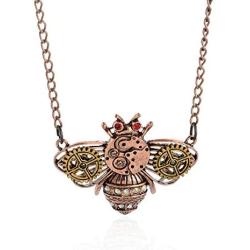 Ailiessy Vintage Honey Bee Wasp Necklace Choker Personalized Steampunk Gears Pendant Necklace for Women Girls Creative Jewelry Gifts