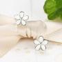 Cherry Blossom Charm Stud Earrings Sterling Silver with Crystal Enamel & Pink Flower Charm for Women Girls Fashion Fine Jewelry