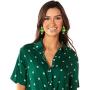 St. Patricks Day Shamrock Dangle Earrings Gold Pleated Green Layered Lucky Clover Earrings Irish St. Patricks Day Jewelry Gift For Women Girls