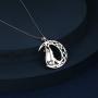 DAOSHANG 925 Sterling Silver Inspirational Oxidized Wolf Moon/Round Pendant Necklace for Women Wolf Jewelry Gifts for Men, 20” Chain