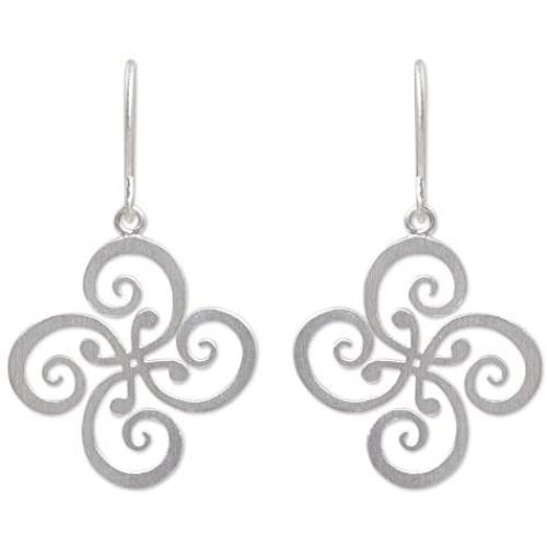 NOVICA .925 Sterling Silver Floral Dangle Earrings, Thai Pinwheel