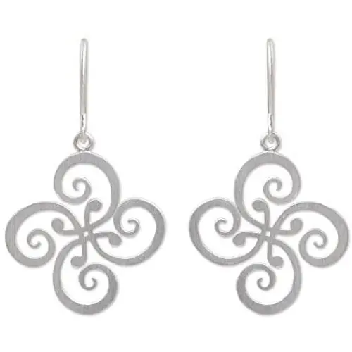 NOVICA .925 Sterling Silver Floral Dangle Earrings, Thai Pinwheel
