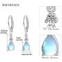 Moonstone Leverback Earrings for Women Sterling Silver Teardrop Bridal Dangle Earrings Moonstone Dewdrop Earrings Girls Moonstone Jewelry Gifts Hypoallergenic Earrings