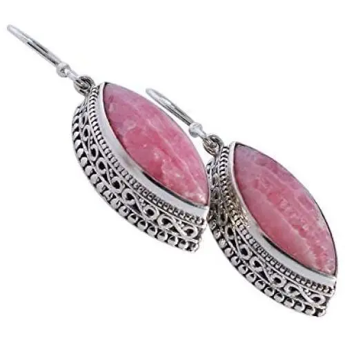 Ravishing Impressions Pink Rhodochrosite Earring, Solid 925 Sterling Silver Earring, Handmade Earring, Jewellery for Womens, for Wife, FSJ-4870