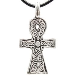 Trilogy Jewelry Pewter Ankh Egyptian Cross Pendant Black Necklace Cord with Clasp