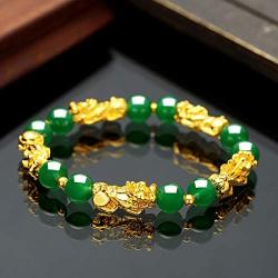 MANRUO Feng Shui Amulet Bracelet The Best Prosperity Bead Bracelet with 5 Vietnamese Sand Gold Plated Pi Xiu/Pi Yao Lucky Wealthy Brecelet