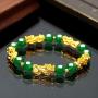 MANRUO Feng Shui Amulet Bracelet The Best Prosperity Bead Bracelet with 5 Vietnamese Sand Gold Plated Pi Xiu/Pi Yao Lucky Wealthy Brecelet