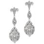 Mariell 1920s CZ Dangle Vintage Wedding Earrings for Brides - Genuine Platinum Plated Antique Jewelry