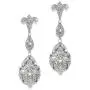 Mariell 1920s CZ Dangle Vintage Wedding Earrings for Brides - Genuine Platinum Plated Antique Jewelry