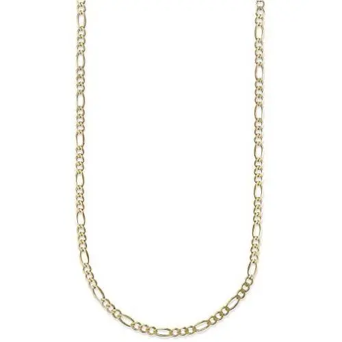 14K Yellow Gold 2.3mm Figaro Link Chain Bracelet - Made In Italy- Multiple Lengths Available