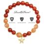Rose&Poem Red Agate and Sunstone Crystal Bracelet, Lucky Starfish Charm, 14K Gold Plated Natural Handmade Stretch Beaded Bracelets, Spiritual Reiki Chakra Feng Shui Healing Gemstone Crystal Bead Divine Love Dainty Jewelry Gift