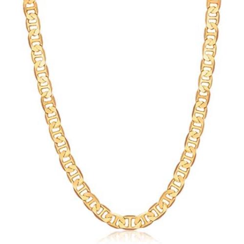 Womens Chain Necklace, Mens Gold Chain Necklace | Barzel 18K Gold Plated Flat Mariner / Marina 3MM, 3.5MM, 4.5MM, 5MM, 6MM, 8MM Chain Necklace