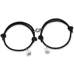 LIANZHEN Personalized Couple Magnetic Bracelet Adjustable Rope Braided Bracelet for Couple Jewelry Gifts for Lover BFF 2PCS
