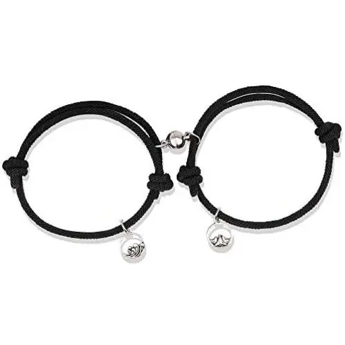 LIANZHEN Personalized Couple Magnetic Bracelet Adjustable Rope Braided Bracelet for Couple Jewelry Gifts for Lover BFF 2PCS LIANZHEN Personalized Couple Magnetic Bracelet Adjustable Rope Braided Bracelet for Couple Jewelry Gifts for Lover BFF 2PCS
