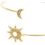 YouU 2 Pcs Boho Simple Metal Women Upper Arm Bangle Bracelet Star Moon Open Cuff Armband Armlet Jewelry Gold with Storage Box