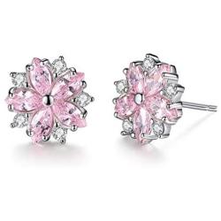 Lam Sence Sterling Silver Sakura Flower Jewelry for Women Girls (Stud Earrings)