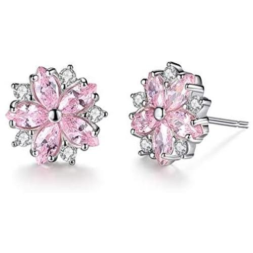 Lam Sence Sterling Silver Sakura Flower Jewelry for Women Girls (Stud Earrings)