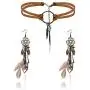 Finrezio Leather Choker Necklace Earring Set for Women Girls Handmade Bohemian Dream Catcher Long Faux Feather Drop Dangle Earrings Retro Necklace Jewelry Set Finrezio Leather Choker Necklace Earring Set for Women Girls Handmade Bohemian Dream Catcher Long Faux Feather Drop Dangle Earrings Retro Necklace Jewelry Set