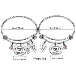 Aeora 2pcs Aunt Niece Bracelet Gift,Silver Adjustable Dangle Bangle The Love Between an Aunt & Niece is Forever Bracelet Set Jewelry