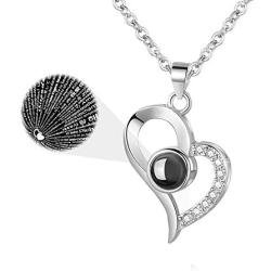 EleShow 925 Sterling Silver I Love You Necklace 100 Languages Love Necklace for Girlfriend Women Romantic Gifts for Her