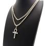 Shiny Jewelers USA Mens Iced Out Cz Ankh Cross Hip Hop Pendant 3mm 16'' & 18'' 1 Row Tennis Chain Necklace