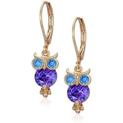 Betsey Johnson CZ Owl Drop Earrings