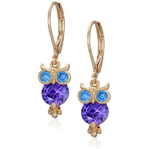 Betsey Johnson CZ Owl Drop Earrings