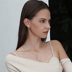 MFHUNX Love Heart Necklaces and Earrings Jewelry Sets for Women Girls Cubic Zirconia Diamond Gifts for Party/Anniversary Day/Birthday
