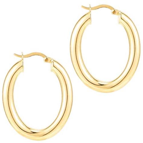 PAVOI 14K Gold Plated Sterling Silver Post Monet Oval Chunky Lightweight Hoop Earrings for Women