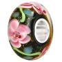 Ollia Jewelry Lampwork Murano Glass Beads Hawaii Garden Charm with 925 Sterling Silver Core Flower Blossom Charm Pink Charms