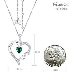Sterling Silver I Lov You Mom Necklace Birthstones Emerald Pearl Citrine Pink Tourmaline Jewelry for Mom Mothers Day