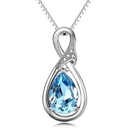 AOBOCO Sterling Silver Infinity Teardrop Necklace Embellished with Crystals from Austria, Classic Christmas Anniversary Birthday Wedding Gifts Ideas for Her, Fine Jewelry Gifts for Women