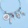 Wine Lover Gifts Flask Bracelet Bangle Wine Is My Happy Place Alcohol Gift for Women Hostess Jewelry