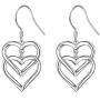 925 Sterling Silver Love Elegant Layered Big Hearts Long Dangle Drop Hooks Stud Earrings Jewelry Birthday Gifts for Women Girlfriend