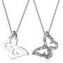 Kiokioa Charm Butterfly Multi-Color Crystal Chain Pendant Necklace Fashion Gift for Teen Girls