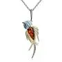 Amber Sterling Silver Hummingbird Pendant Necklace Chain 18'' Amber Sterling Silver Hummingbird Pendant Necklace Chain 18''