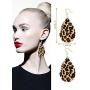 Hicarer 3 Pieces Leopard Bracelets Bohemia Leopard Earrings Necklace for Women Girls (Teardrop Earring Set)