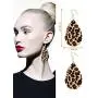 Hicarer 3 Pieces Leopard Bracelets Bohemia Leopard Earrings Necklace for Women Girls (Teardrop Earring Set)