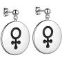 beautlace LGBT Adjustable Rings/Stud Earrings Double Female Symbol Open Ring/Earring 18K Gold/Silver/Black Gun Plated Lesbian Pride Jewelry for Women and Her