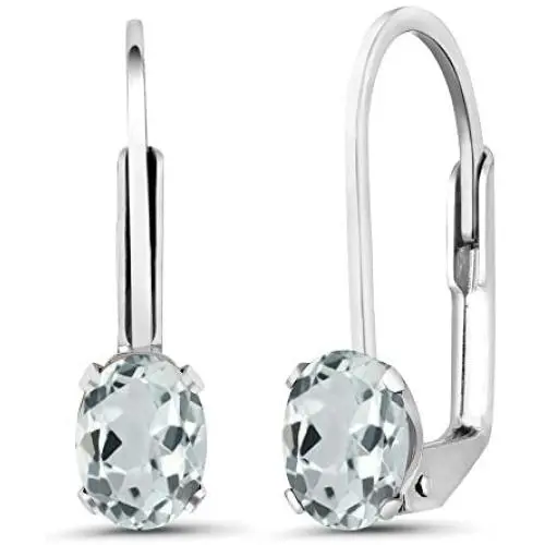 Gem Stone King 925 Sterling Silver Sky Blue Aquamarine Womens Earrings (0.86 Ct Oval 6X4MM) Gem Stone King 925 Sterling Silver Sky Blue Aquamarine Womens Earrings (0.86 Ct Oval 6X4MM)