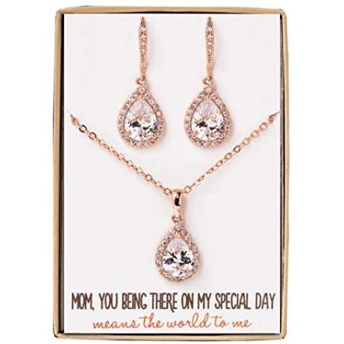 A+O Mother of the bride Gift Drop Earrings or Jewelry set in Silver, Yellow Gold, Rose Gold