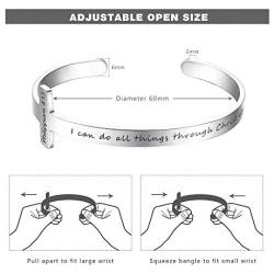 Jewenova Inspirational Cross Bracelet for Women Stainless Steel Religious Cuff Bangle Bible Verse Bracelet Christian Jewelry Gifts for Women Mantra Quotes Engraved Bracelet