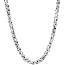 The Bling Factory 4mm High-Polished Stainless Steel Square Box Chain Necklace