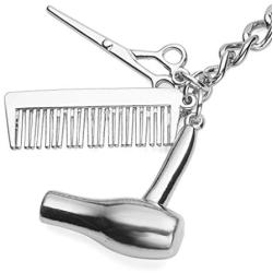 JOVIVI 3 In 1 Fashion Hairdresser Hair Dryer,Scissor,Comb Charm Pendant Keychain/Necklace - Perfect Salon Owner,or Hair Stylist Gift