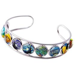 Blazing Autumn Adjustable Cuff Bracelet Van Gogh Under Glass Dome Jewelry Handmade Teens/Woman