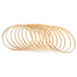 Nicole Miller New York Gold Multibangle Set of 12 Plain Matte Glossy Bangle Bracelets